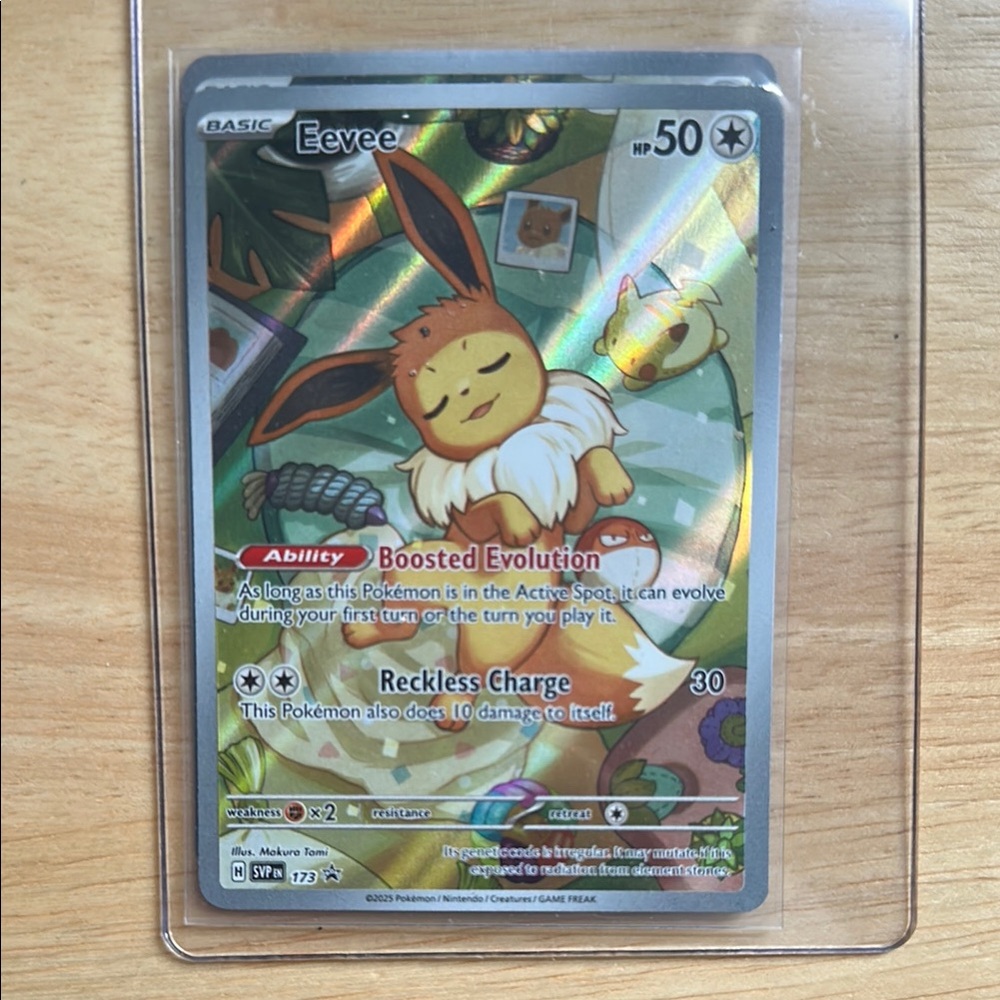 Pokemon Eevee Card - Gold and Green